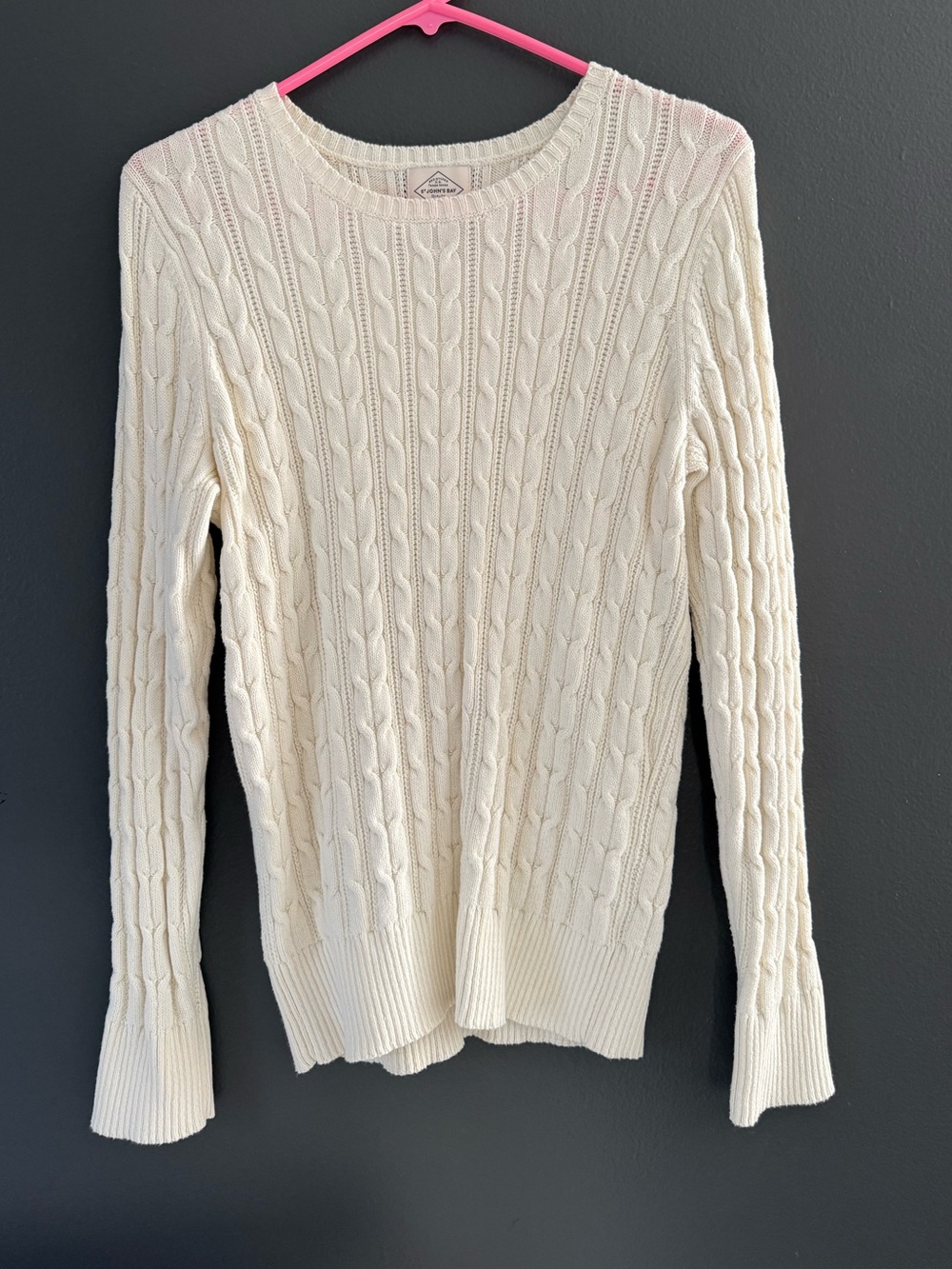Vintage St John’s Bay Cream Cable Knit Women’s Sweater - Classic Crewneck